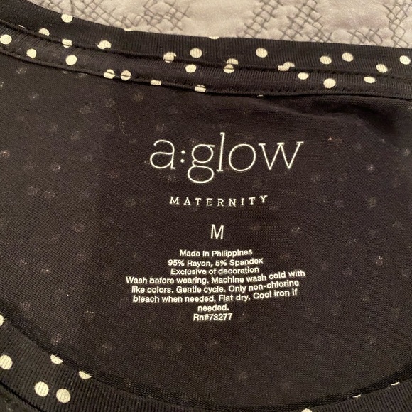Maternity a:glow Ruched Long Sleeve polkadot Tee - Picture 3 of 7